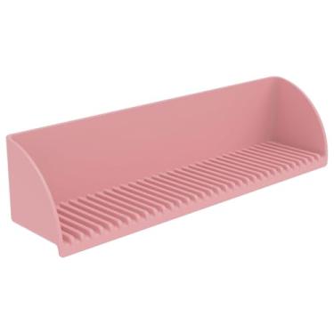 Imagem de Protetor de respingos de banheira para banheira, prateleira de proteção contra respingos de água de pia de silicone com 4 ventosas, organizador de brinquedos de banho infantis, suporte de bandeja