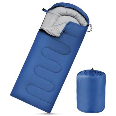 Imagem de Sacos de dormir para adultos, crianças, impermeável, leve, saco de dormir para clima frio ou quente, mochilão, caminhadas, montanhismo, uso interno e externo (azul marinho)
