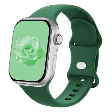 Imagem de Sycamond Pulseira de silicone compatível com Apple Watch séries SE 10, 9, 8, 7, 6, 5, 4, 3, Ultra 2 e 1 de 49 mm, 46 mm, 45 mm, 44 mm e 42 mm, feminino e masculino, P/M verde trevo