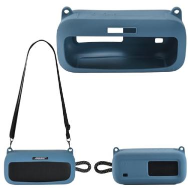 Imagem de Capa de silicone para Bose SoundLink Plus Mountaineering Hiking Travel Carry Compatível com Bose Bluetooth Speaker Case (azul)