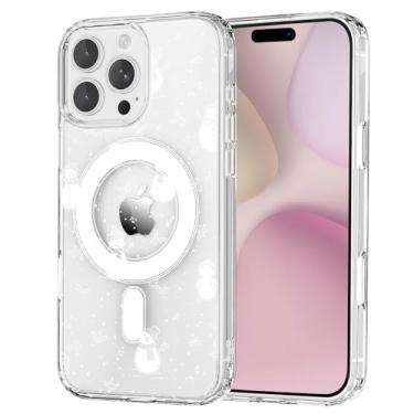 Imagem de OFQKOAKS Capa para iPhone 15 Pro, compatível com MagSafe, linda capa de telefone magnética feminina de Natal branco boneco de neve, capa protetora fina e transparente para mulheres e meninas