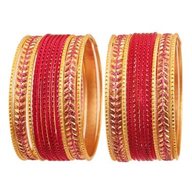 Imagem de Nova coleção de braceletes de duas dúzias de cores metálicas coloridas da Touchstone, coleção indiana Hollywood, joias de cores texturizadas, braceletes de tamanho grande especiais, conjunto de 24 em tom dourado antigo para mulheres