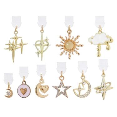 Imagem de DICOSMETIC 10 peças de pingentes de plugue de poeira em massa estrela lua sol nuvem tipo-C porta de carregamento charmosa para celular charmoso plugue de plástico plugues de poeira com pingentes