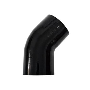 Imagem de Haturmyko Mangueira de acoplador de cotovelo de silicone de 45 graus, comprimento da perna 4" (102 mm) universal de silicone reforçado com 4 camadas mangueira de radiador preta