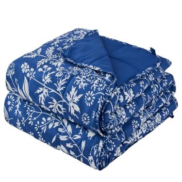 Imagem de Cobertor pesado de 11,3 kg, tamanho Queen para adultos (152 cm x 203 cm, índigo), cobertor pesado para dormir, perfeito para 109-118 kg, cobertor respirável grosso de inverno com contas de vidro