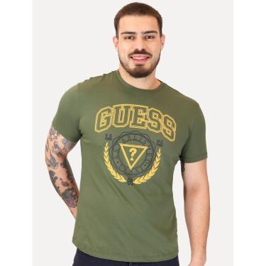 Imagem de Camiseta Guess Masculina Silk Arc Laurel Verde Militar-Masculino