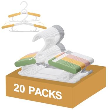 Imagem de YeJieYJ Cabides de armário de bebê, antiderrapantes e extensíveis, para roupas de bebê, 20 peças, 28-35,5 cm, cabide de pano de plástico ajustável para meninas, meninos, crianças (multicoloridas)