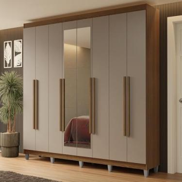 Imagem de Guarda-roupa Casal com Pés 8 Portas Batentes com Espelho Netuno Madesa