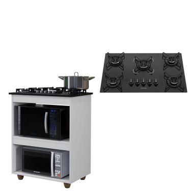 Imagem de Kit Balcão Cooktop Turim com Fogão Cooktop 5 Bocas Itatiaia