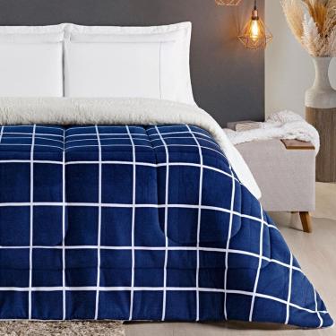 Imagem de Cobertor Solteiro Infantil Grosso Xadrez Dupla Face