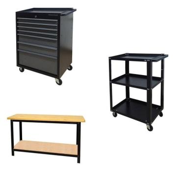 Imagem de Conjunto 2 Carros Profissional 7 Gavetas 1 Bancada Profissional de 150cm para Ferramentas Presto Preto