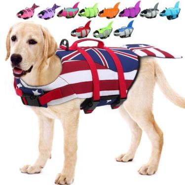 Imagem de Colete salva-vidas para cães EMUST Large para natação XL Flag Mermaid