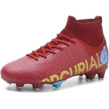 Imagem de Tênis de futebol masculinos de futebol com pontas longas, couro e borr