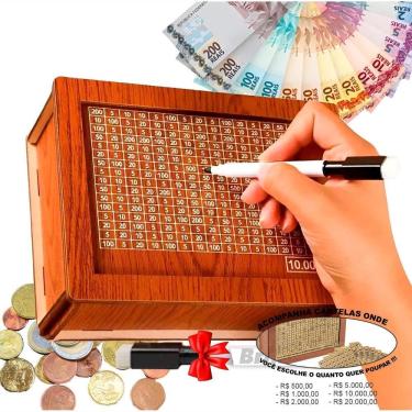 Imagem de Cofrinho Cofre Guardar Dinheiro Woodbox Japones Poupança Cla
