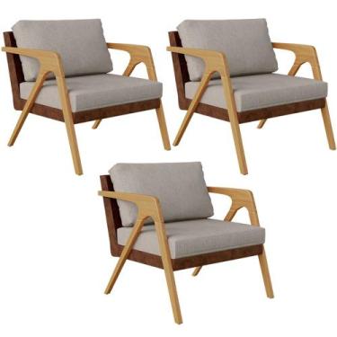 Imagem de Kit 03 Poltronas Decorativas Para Sala De Estar Pietra L02 material si