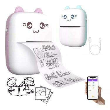 Imagem de Mini Impressora Térmica Portátil Gatinho Bluetooth Colorida