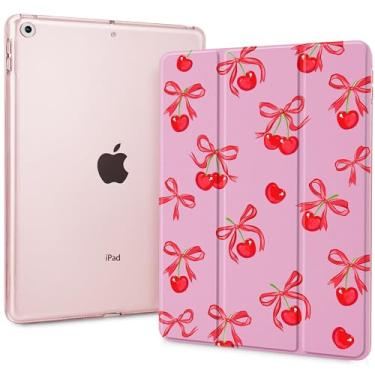 Imagem de May Chen Capa compatível com iPad de 10,2 polegadas 2021/2020/2019, para iPad 9ª/8ª/7ª geração, capa com suporte fino com capa traseira rígida translúcida, despertar/hibernar automaticamente, laços