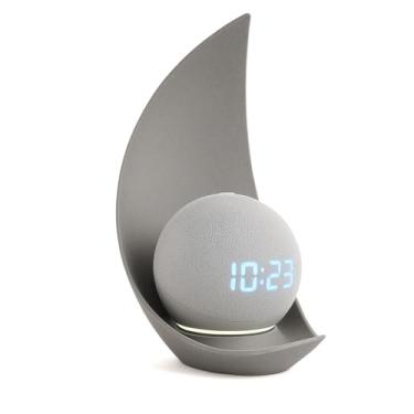 Imagem de Suporte Lua Echo Dot 4ª e 5ª Geração TimeClick, PLA Ecológico, Preto ou Cinza, Design Moderno e Estável para Alexa (Cinza)