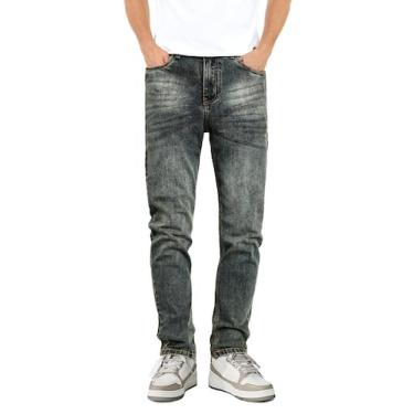 Imagem de Calça jeans Heyfanee Slim Fit elástica para homens cinza 28x30