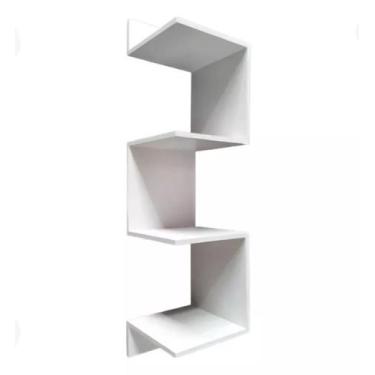 Imagem de Prateleira De Canto Para Livros Nicho Em Mdf  Branco - Baruck Marcenar