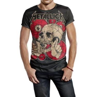 Imagem de Camisa Masculina Caveira Skull Metallica Ref:966 - smoke, Preto, M