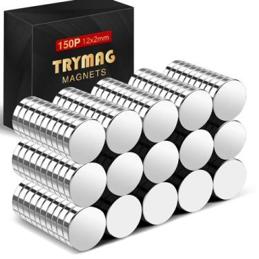 Imagem de Ímãs de neodímio TRYMAG Small 150 unidades 12x2mm para geladeira