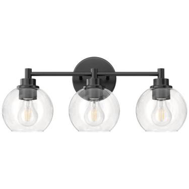 Imagem de Luminária de banheiro VONLUCE 3-Light Black Globe Glass