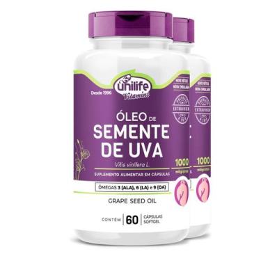 Imagem de Kit 2 Óleo De Semente De Uva 1000Mg Unilife 60 Cápsulas
