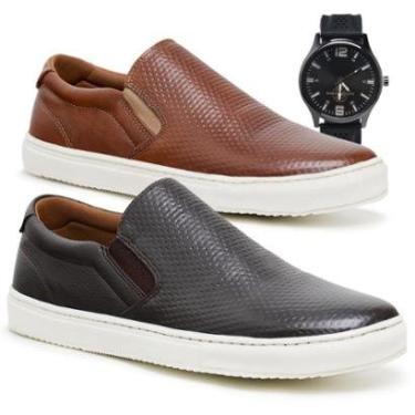 Imagem de Sapatenis Alpargatas Iate Masculino Couro legitimo Costurado + Relógio-Masculino