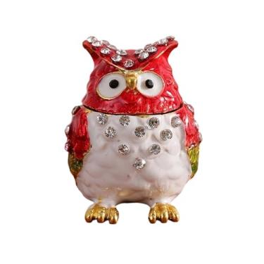 Imagem de Dynwave Caixa de joias de, porta-anéis, cômoda, porta-joias, estatueta de, organizador de joias para anéis, brincos e pingentes, Vermelho