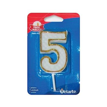 Imagem de Vela De Aniversário Branco C/Glitter Dourado 5