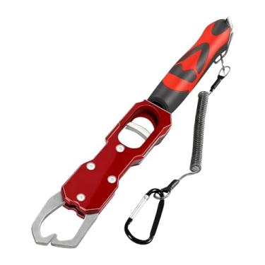 Imagem de RNXRZANK Garra de Pesca em Liga de Alumínio, Pegador de Lábio de Peixe, Balança de Peso, Cordão Seguro, Cabo Ergonômico, Ferramenta Portátil Adequada para Pesc, Vermelho
