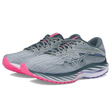 Imagem de Mizuno Tênis de corrida feminino Wave Rider 27, Pérola azul-branco, 9 Wide