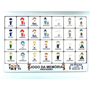 Imagem de Jogo da Memória Profissões Brinquedo Educativo em Madeira - Mega Impress