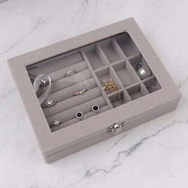 Imagem de Porta Joiasorganizador Divisórias Anel Cordão Brinco Cinza - Sweet Hom