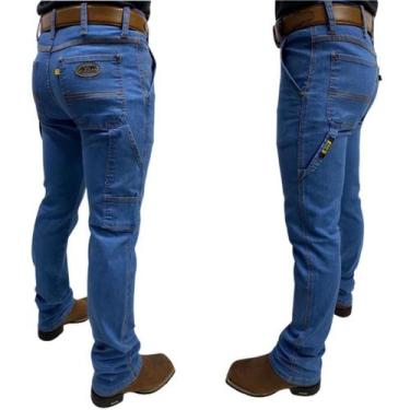 Imagem de Calça Jeans Country Masculina Terra de Rodeio Carpinteira Delavê, Azul