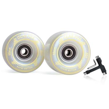 Imagem de CLAS FOX Rodas de skate para uso externo ou interno 58 mm 32 mm 82 A (conjunto de 8) (branco)