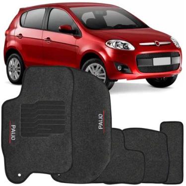 Imagem de Tapete Carpete Novo Fiat Palio 2012 à 2018 Grafite Logo Bordado Jogo 5