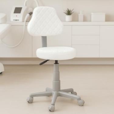 Imagem de Cadeira Mocho C/Encosto Tatuagem Estética Dentista Manicure (Branco)