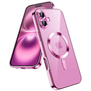 Imagem de JETech Capa Claro Macia para iPhone 16 6,1 Polegadas, Proteção Total da Lente da Câmera, Case Compatível com Carregamento Sem Fio MagSafe, Capinha de Telefone TPU Galvanizada (Rosa)