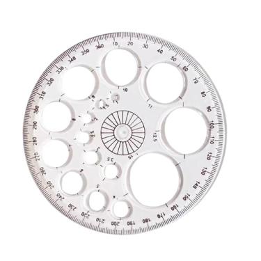 Imagem de Régua redonda de 360 graus – Modelos de desenho técnico transparentes para design de precisão, 11 cm de diâmetro