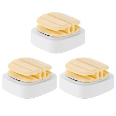 Imagem de 3 peças organizador de cabos, suporte de clipe de mola, adesivo amarelo 3 em 1 para cabo de carregamento, fios USB, carro, mesa de cabeceira, escritório