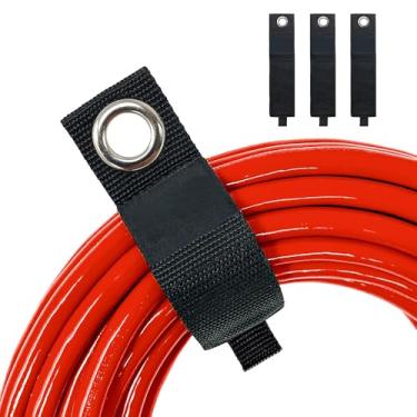 Imagem de 3 peças de suporte organizador de cabo de extensão resistente com ilhós resistente à ferrugem, tiras pretas de armazenamento de garagem de 33 polegadas, capacidade de peso de 36 kg, montável na parede