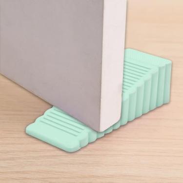Imagem de 2 peças de batentes de porta de borracha de segurança bloqueiam batentes de porta de cunha retentor traseiro de porta de escritório doméstico parada anticolisão, 95 x 40 x 30 mm (verde)