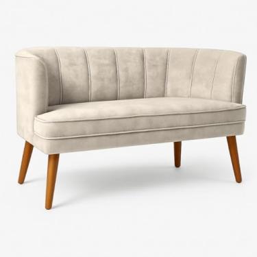 Imagem de Sofá Namoradeira Resistente para Clínica Confortável Tecido Veludo Sala de Espera MOBLAN decor (Bege)