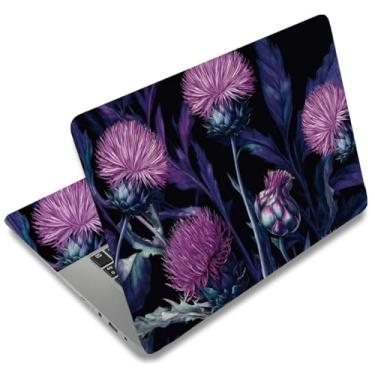 Imagem de SUPERDANT Adesivo de flor roxa para notebook capa de flores decalque protetor de laptop notebook PC computador arte protetor universal notebook arte decalque serve para 12-15,6 polegadas