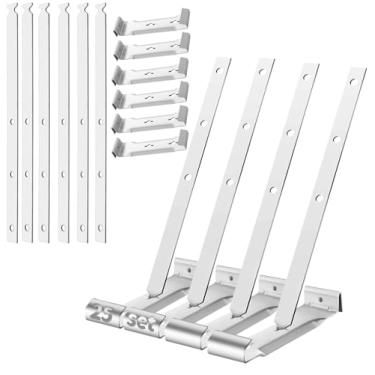 Imagem de Cabide de calha de teto de alumínio com tiras, 12 cm, 25 conjuntos, para fixação sem beirais, suporte de calha de aço