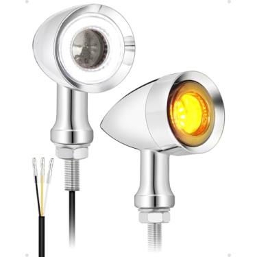 Imagem de Benlari Motorcycle Bullet 48 LEDs luz de seta frontal SMD indicador piscante adequado para Honda Yamaha, Suzuki, Kawasaki, Harley Sportster (cromado, luz de seta frontal)