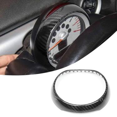 Imagem de FINMOKAL Acabamento da tampa do anel do instrumento do painel do console central de fibra de carbono compatível com BMW Mini R55 R56 R60 2007-2012