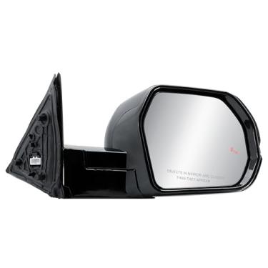 Imagem de Espelho retrovisor de porta do lado direito do passageiro aquecido com luz de seta de vidro BLIS e menory Power capa traseira dobrável texturizada preta pintável para Toyota Tundra Sequoia 2022-2025